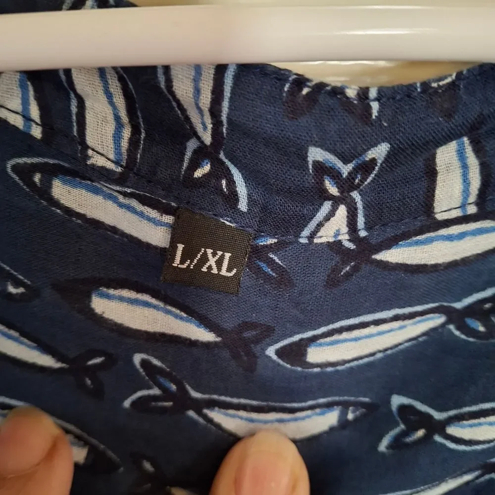 Navy Patterned Women's Blouse (Can375)